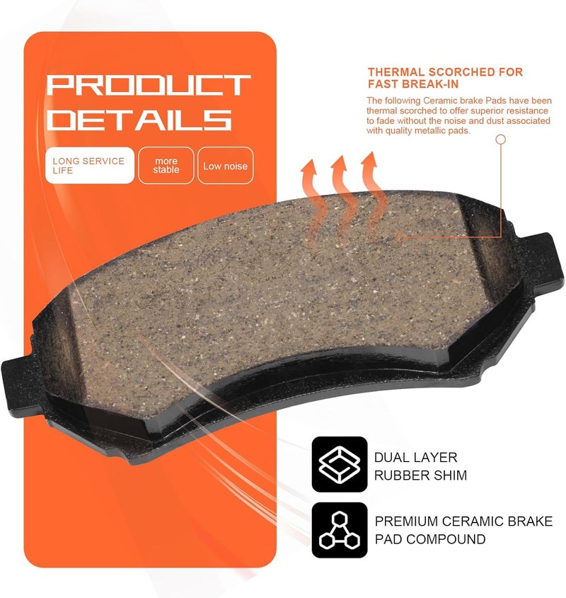 SUPLABEL Disc Brake Pad Set HZ699H for Buick Century, Regal; Cadillac Seville;Oldsmobile; Chevrolet Impala, Monte Carlo, Venture; Pontiac Bonneville, Grand Prix, Montana + More; FRONT - Image 3